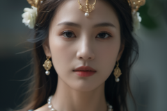 a-beautiful-woman-wearing-a-tiara-on-a-blue-dress