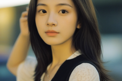 a-woman-in-a-black-and-white-shirt
