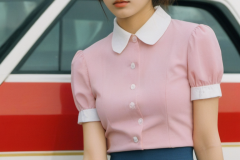 a-woman-in-a-pink-shirt-and-blue-skirt