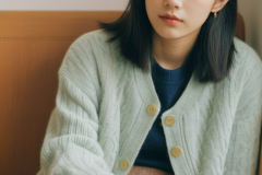 a-woman-sitting-on-a-couch-with-a-shirt-on